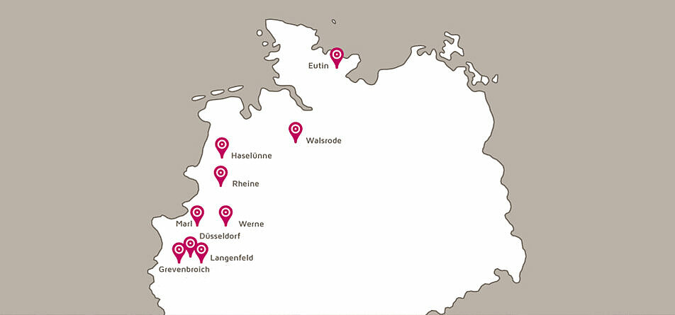 Seniorenzentren von Pro Talis eingezeichnet in Deutschlandkarte
