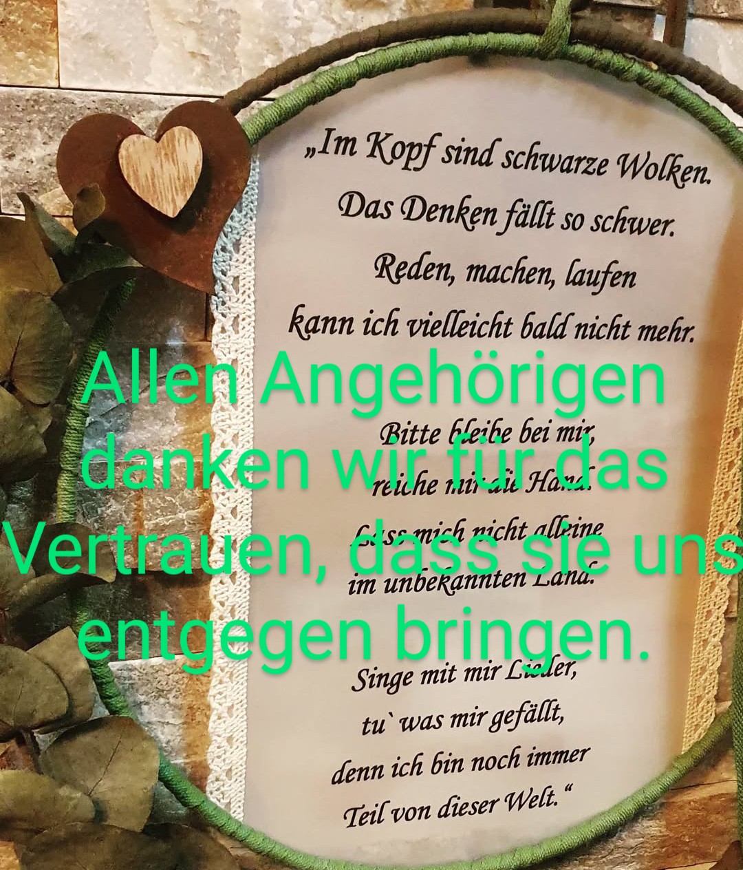 Dank an Angehörige der Tagespflege